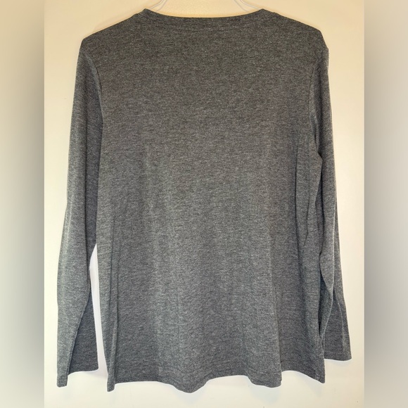 Gray Long Sleeve Shirt with "GOOD VIBES" Blue Rainbow Graphics Women's Medium M - Picture 8 of 10